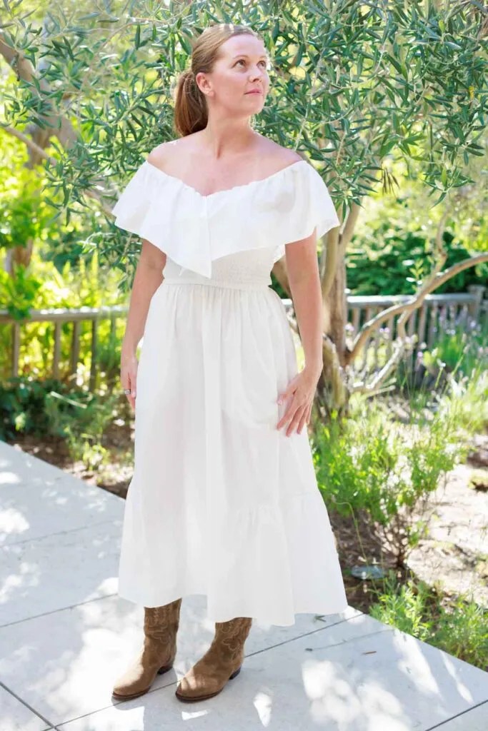 e commerce clothing photo of girl in white dress