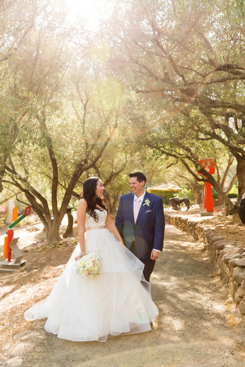 auberge du soleil olive grove with couple walking
